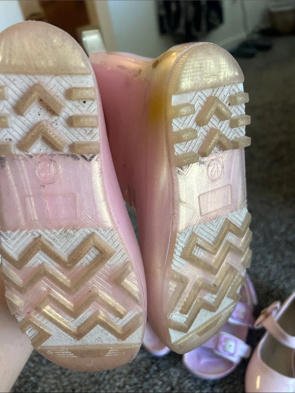 3 pairs girls shoes. Sandals size 11, heels and boots size 12